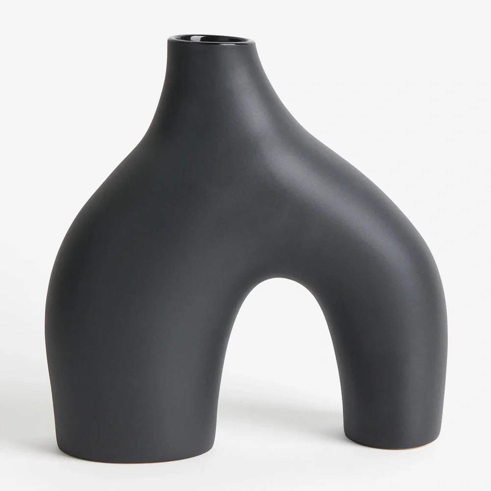 H&M Home large stoneware vase modern shelf decor cb2 irregular art arch rh